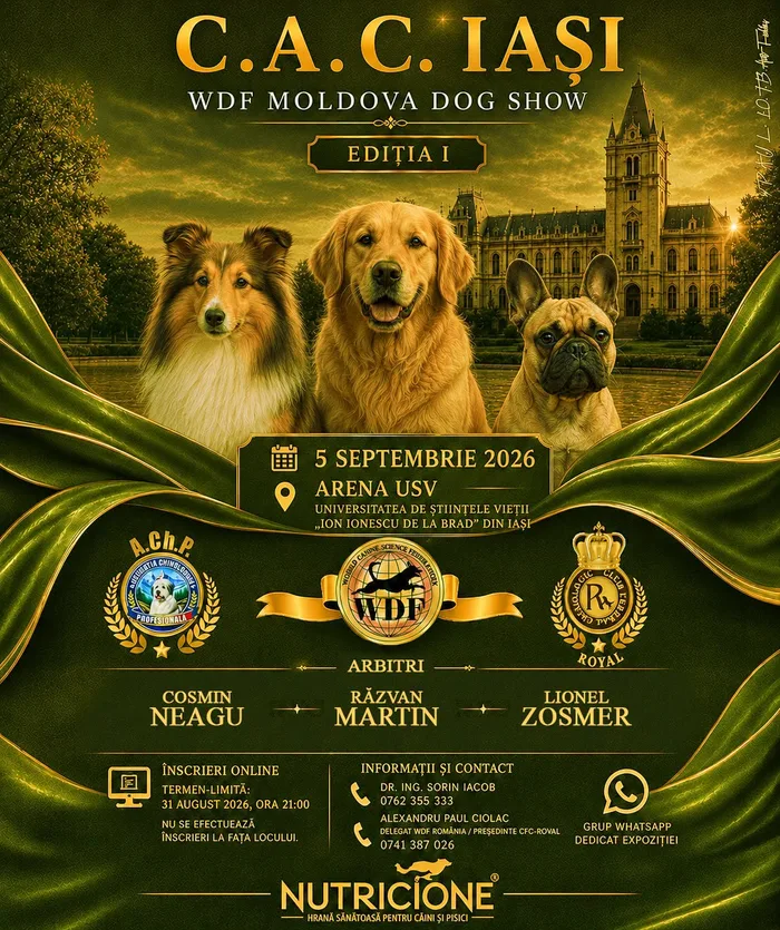 Afiș C.A.C. Iași — WDF Moldova Dog Show, Ediția I, Arena USV, 5 septembrie 2026