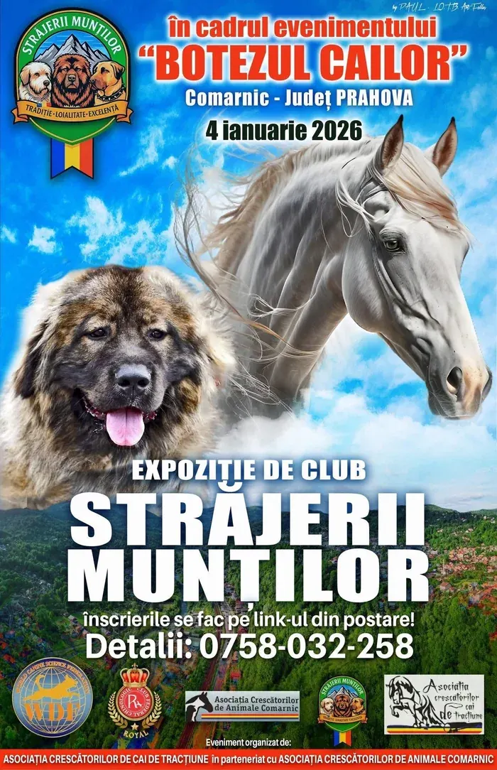 Afiș Expoziție de Club Străjerii Munților — Comarnic, 4 ianuarie 2026